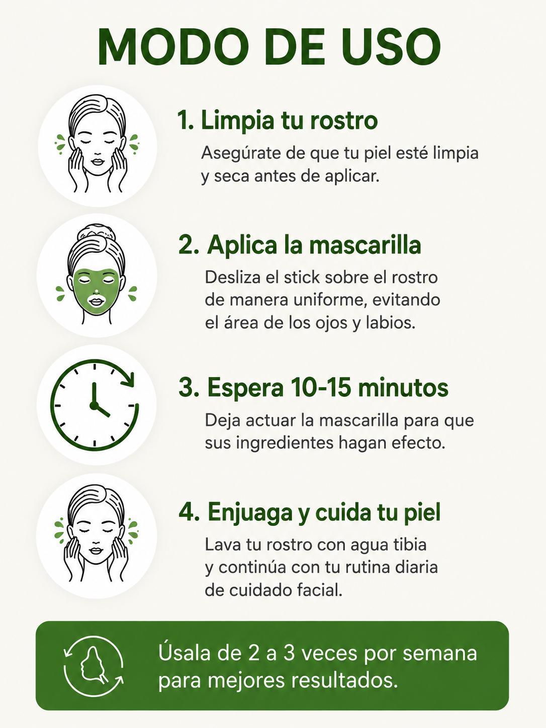 Mascarilla Facial de Té Verde en Stick | Limpieza y Frescura