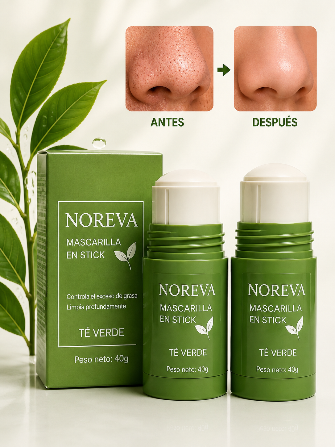Mascarilla Facial de Té Verde en Stick | Limpieza y Frescura
